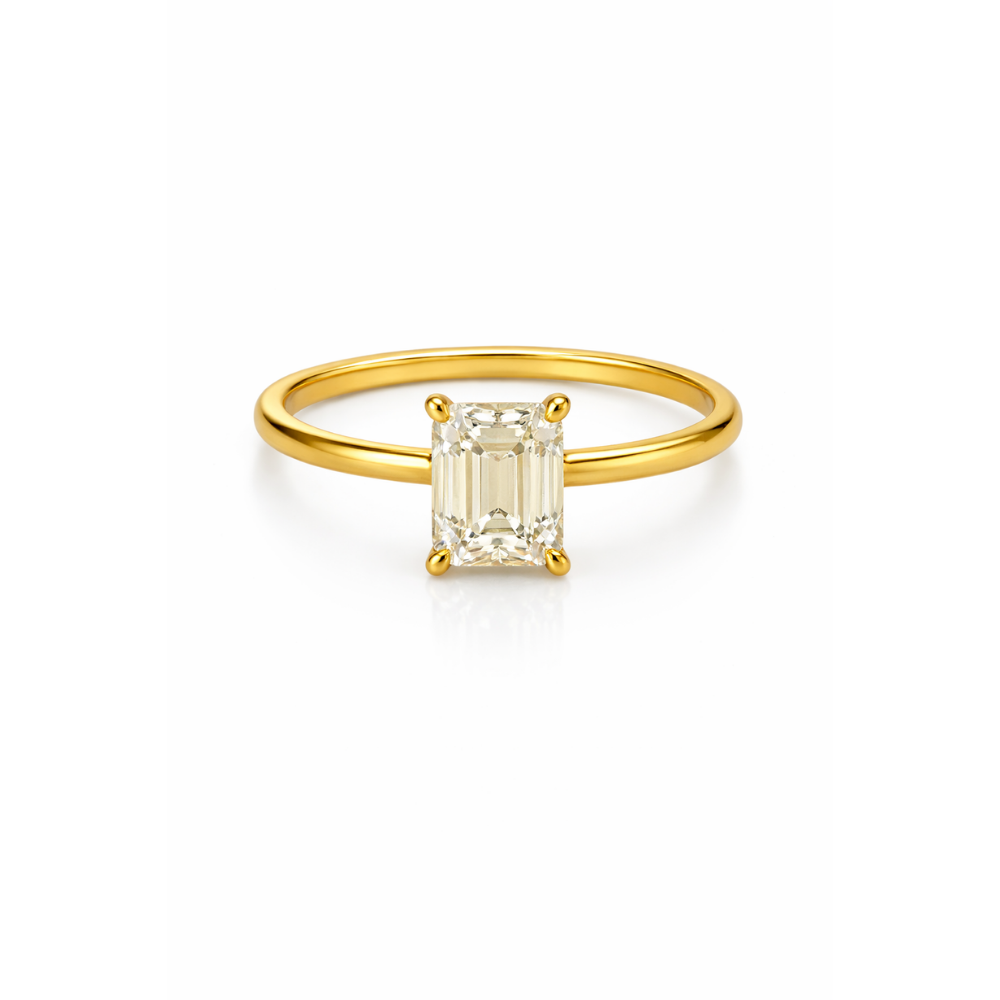 Celeste Emerald-Cut Moissanite Solitaire Ring