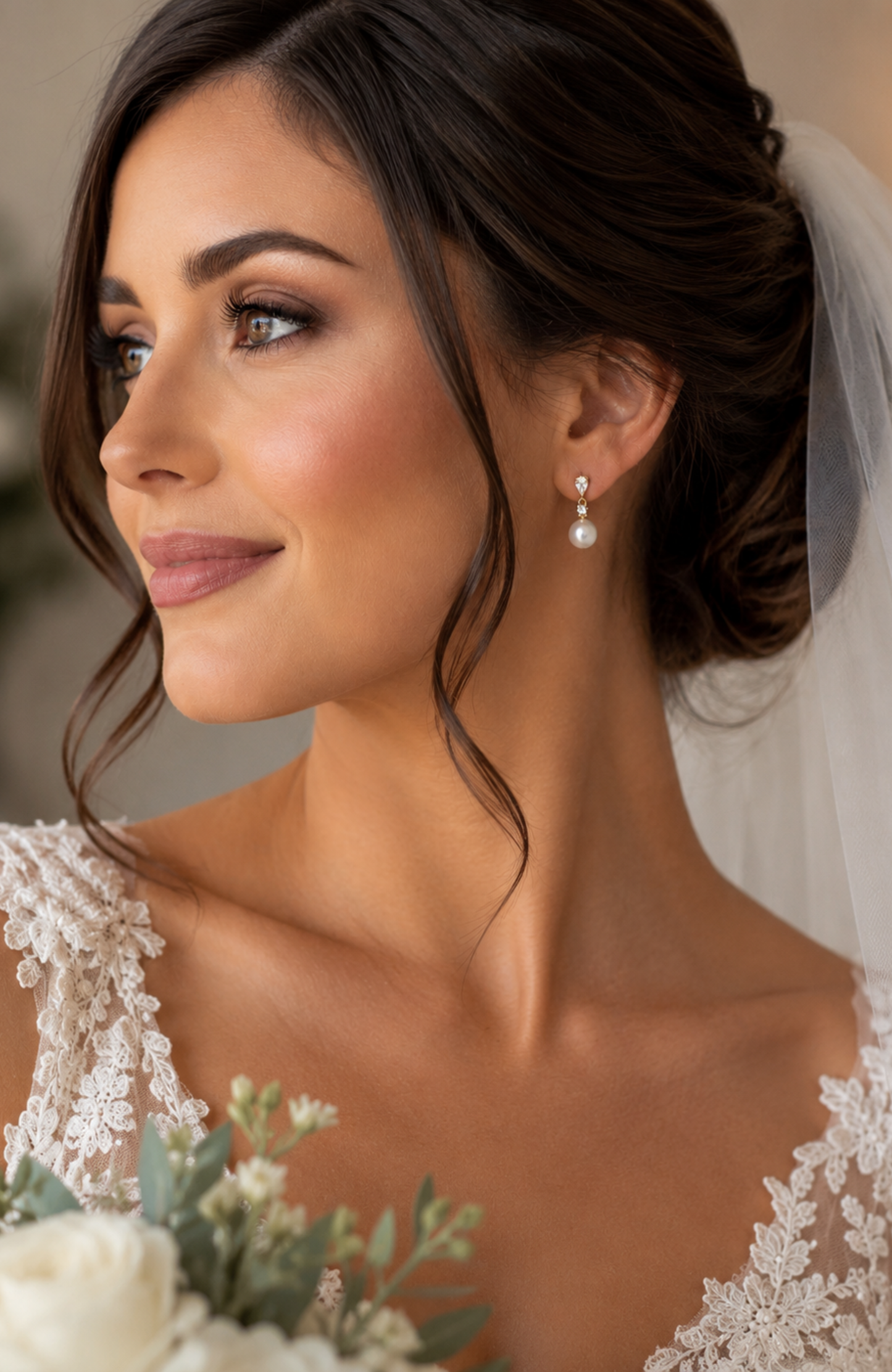 Pear Cut Cubic Zirconia Faux Pearl Drop Earrings