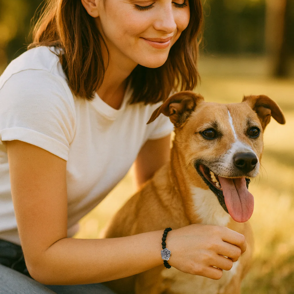 PawZee Ebony Paw Print Charm Bracelet