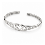 Silver-tone heart cutout adjustable cuff bracelet with inner mother-daughter quote