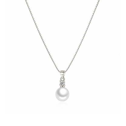 Gold-Plated Cubic Zirconia Faux Pearl Pendant Necklace