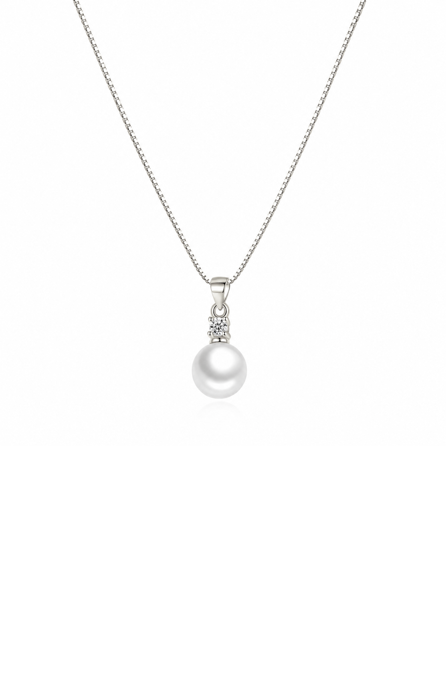 Gold-Plated Cubic Zirconia Faux Pearl Pendant Necklace