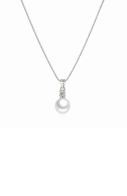 Gold-Plated Cubic Zirconia Faux Pearl Pendant Necklace