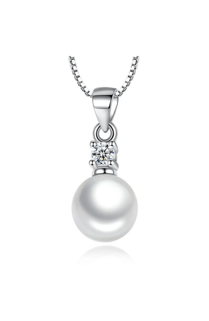 Gold-Plated Cubic Zirconia Faux Pearl Pendant Necklace