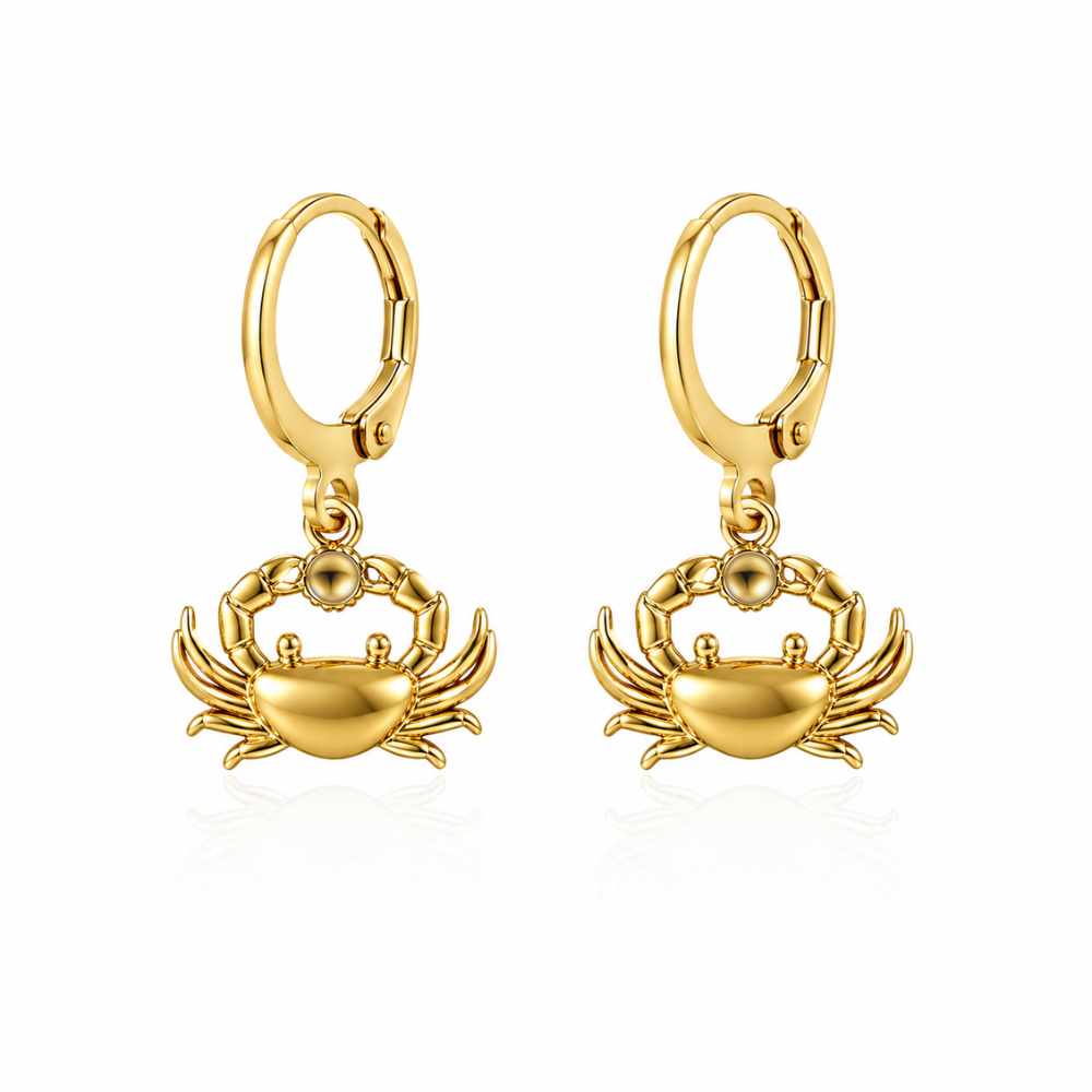 Coastal Crab Huggie Dangle Earrings