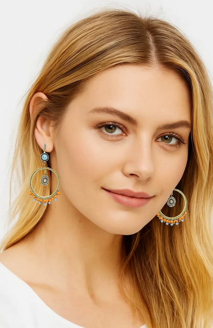 Vintage Boho Dangle Hoop Earrings