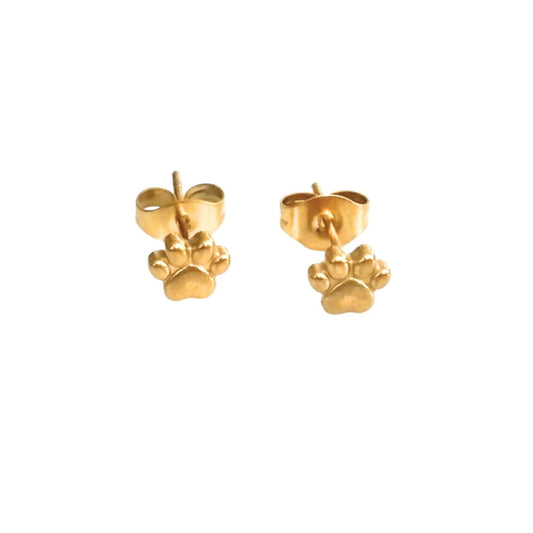 Pawfect Mini Paw Print Stud Earrings Gold