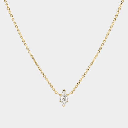 Moonbeam Dainty Cable Chain Necklace with Marquise-Cut Cubic Zirconia Pendant
