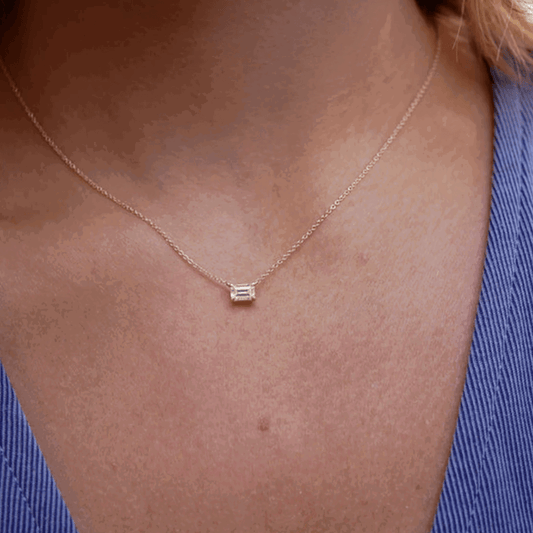 Nightfall Glow Necklace with Emerald-Cut Cubic Zirconia Pendant