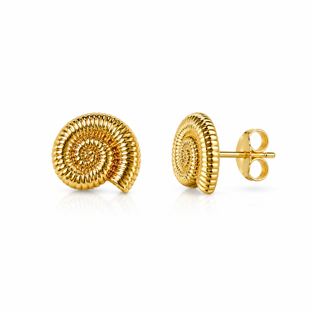 Golden Tide Shell Stud Earrings