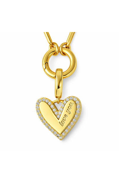 Elena “Love You” Pavé Heart Necklace