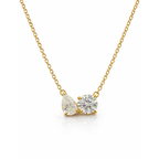 Gold vermeil toi et moi necklace with pear and round-cut clear stones, curb chain