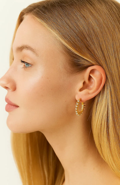 Radiant Glamour Huggie Hoop Earrings Embellished with Sparkling Cubic Zirconia