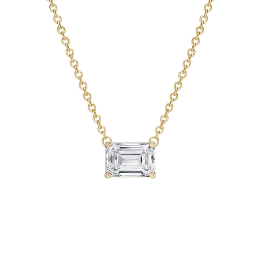 Valentina Moissanite 2 ct. Emerald Cut Pendant Necklace in Gold Vermeil