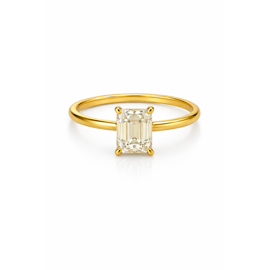 Celeste Emerald-Cut Moissanite Solitaire Ring