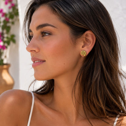 Golden Tide Shell Stud Earrings