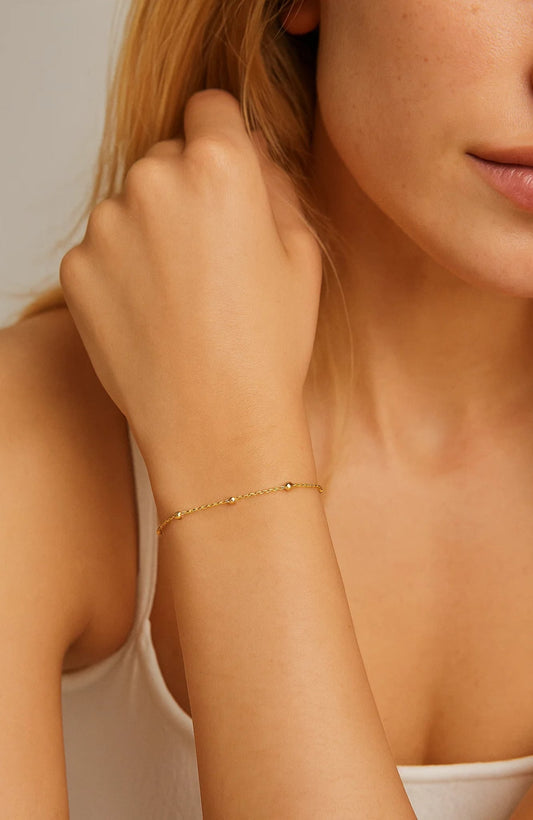 Beaded Link Bracelet with Adjustable Chain