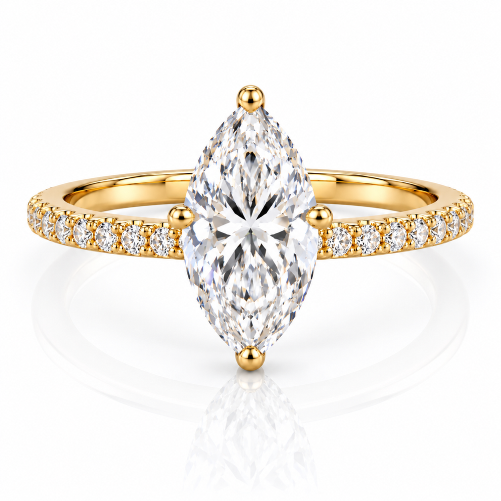 Camila Marquise Pavé Solitaire Ring