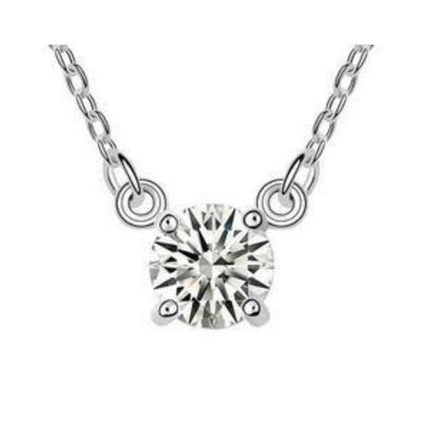 Aria zirconia necklace with square crystal pendant and silver-tone link chain