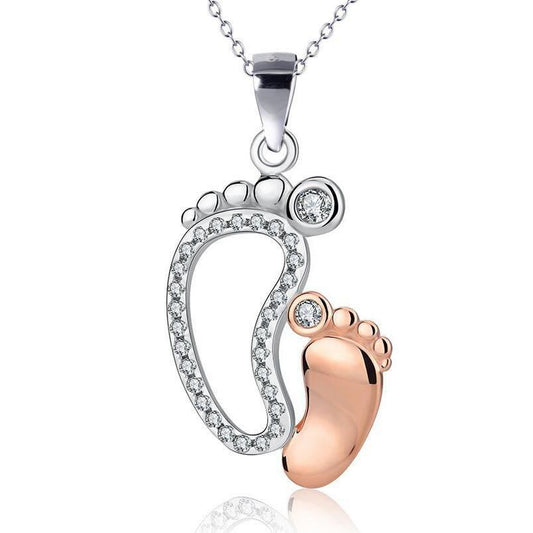 Baby Feet Necklace with Cubic Zirconia Default Title