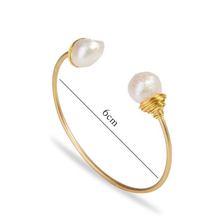 Gold-tone baroque pearl bracelet, 6cm shown, with two off-white pearls and wire ends