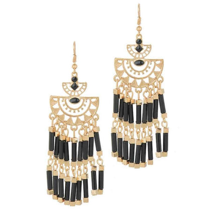 Boho Gold Black or White Tassel Earrings Default Title