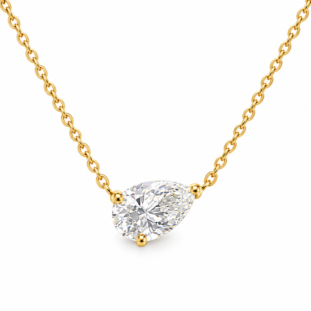 Celeste Pear Solitaire Necklace