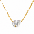 Gold chain pear-shaped solitaire pendant necklace with clear round-cut stone