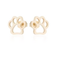 Gold-tone paw print stud earrings with round post backing