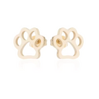 Gold-tone paw print stud earrings with round post backing