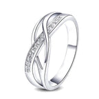 Crystal braided ring with silver-tone band and pavé stones