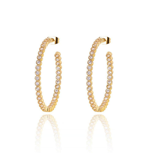 Gold crystal hoop earrings with pavé-style stones