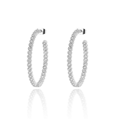 Crystal hoop earrings with silver-tone setting