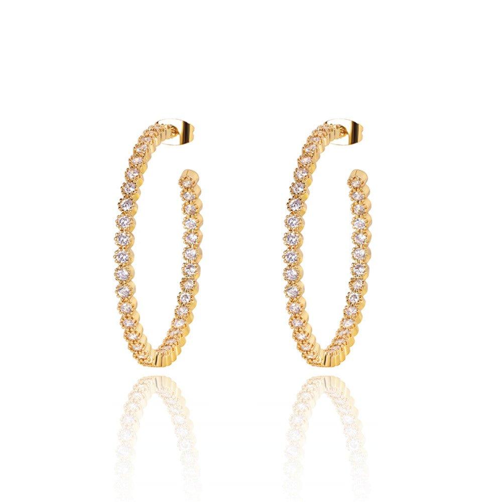 Gold crystal hoop earrings with pavé-style stones