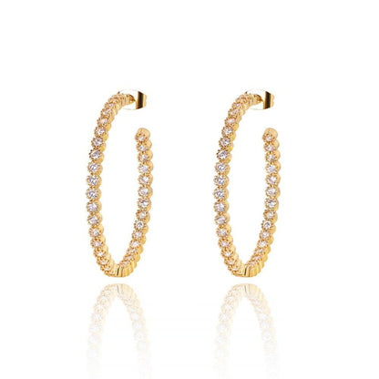 Gold crystal hoop earrings with pavé-style stones