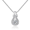 Silver-tone crystal pendant necklace with teardrop infinity setting and clear stones