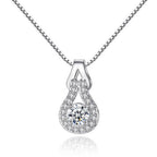 Silver-tone crystal pendant necklace with teardrop infinity setting and clear stones