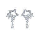 Star dangle earrings with clear crystal accents and dangling charms