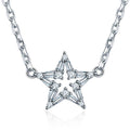 Crystal star pendant necklace with clear rhinestone star on silver-tone chain