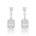 Cubic zirconia drop earrings with marquise link and rectangular pavé pendants