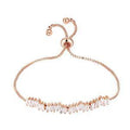 Rose gold cubic zirconia tennis bracelet with adjustable spring clasp and stone row