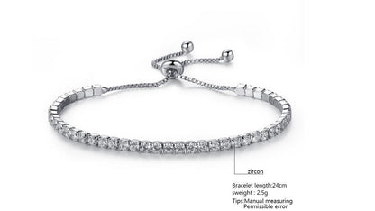 Cubic zirconia tennis bracelet with adjustable chain clasp
