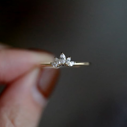 Glimmer Dainty Ring with Marquise-Cut AAAAA Cubic Zirconia