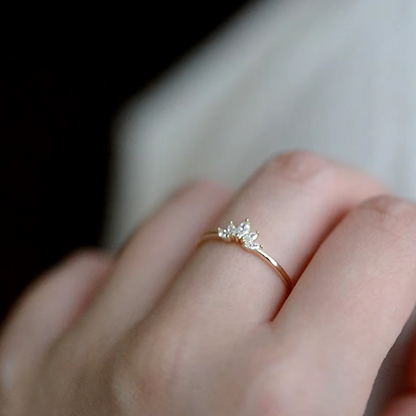 Glimmer Dainty Ring with Marquise-Cut AAAAA Cubic Zirconia