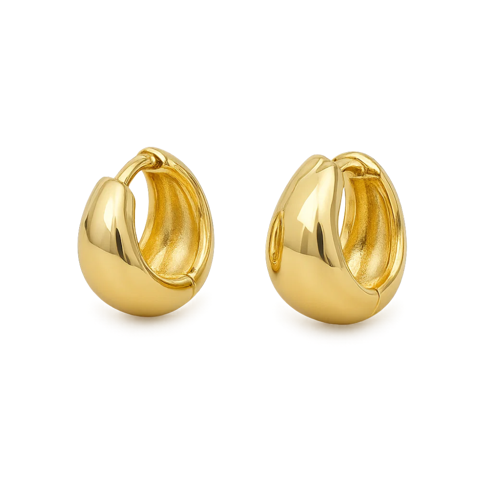 Gold-tone solid huggie hoop earrings, smooth rounded profile