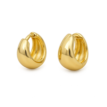 Gold-tone solid huggie hoop earrings, smooth rounded profile