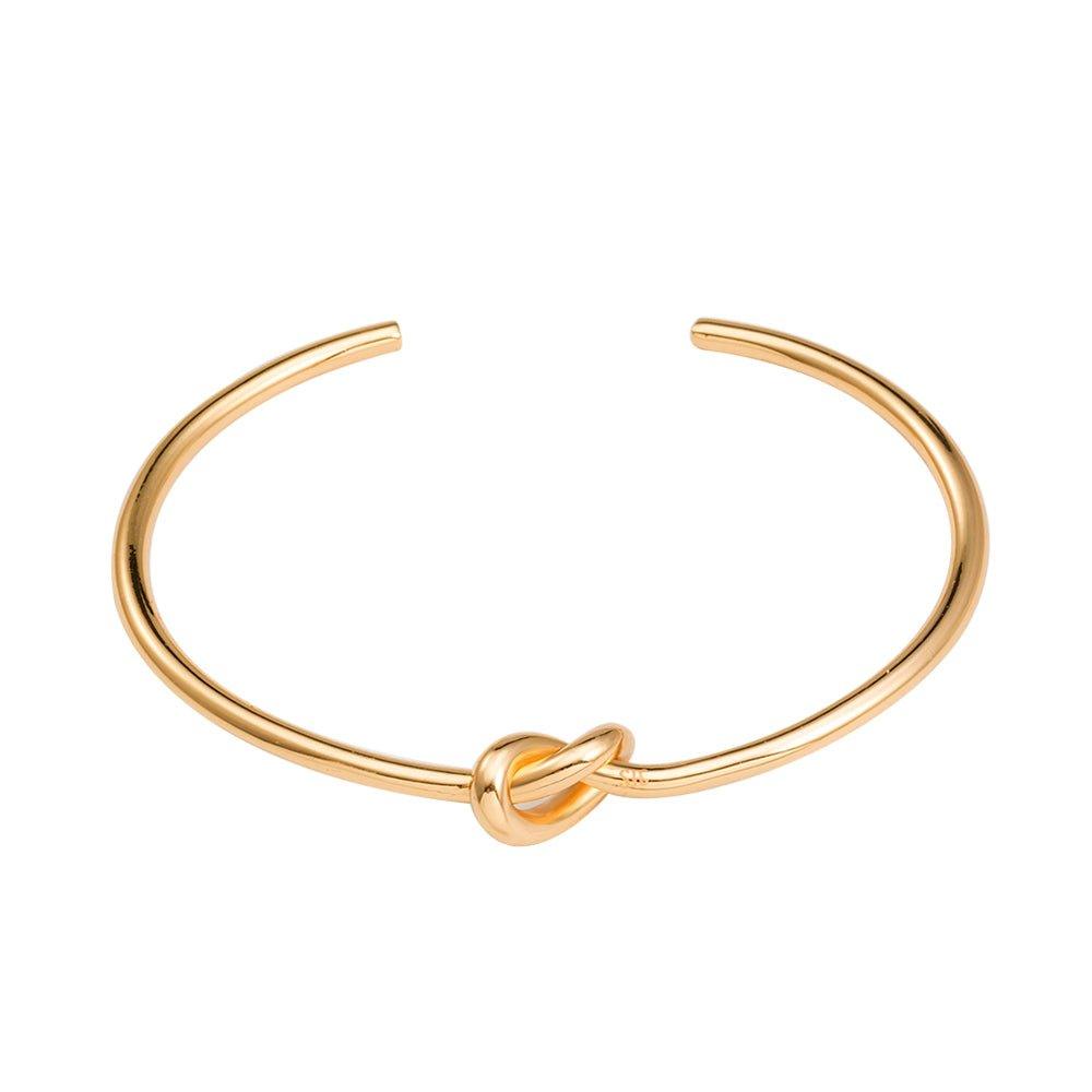 Gold love-knot bangle bracelet with round twist knot detail