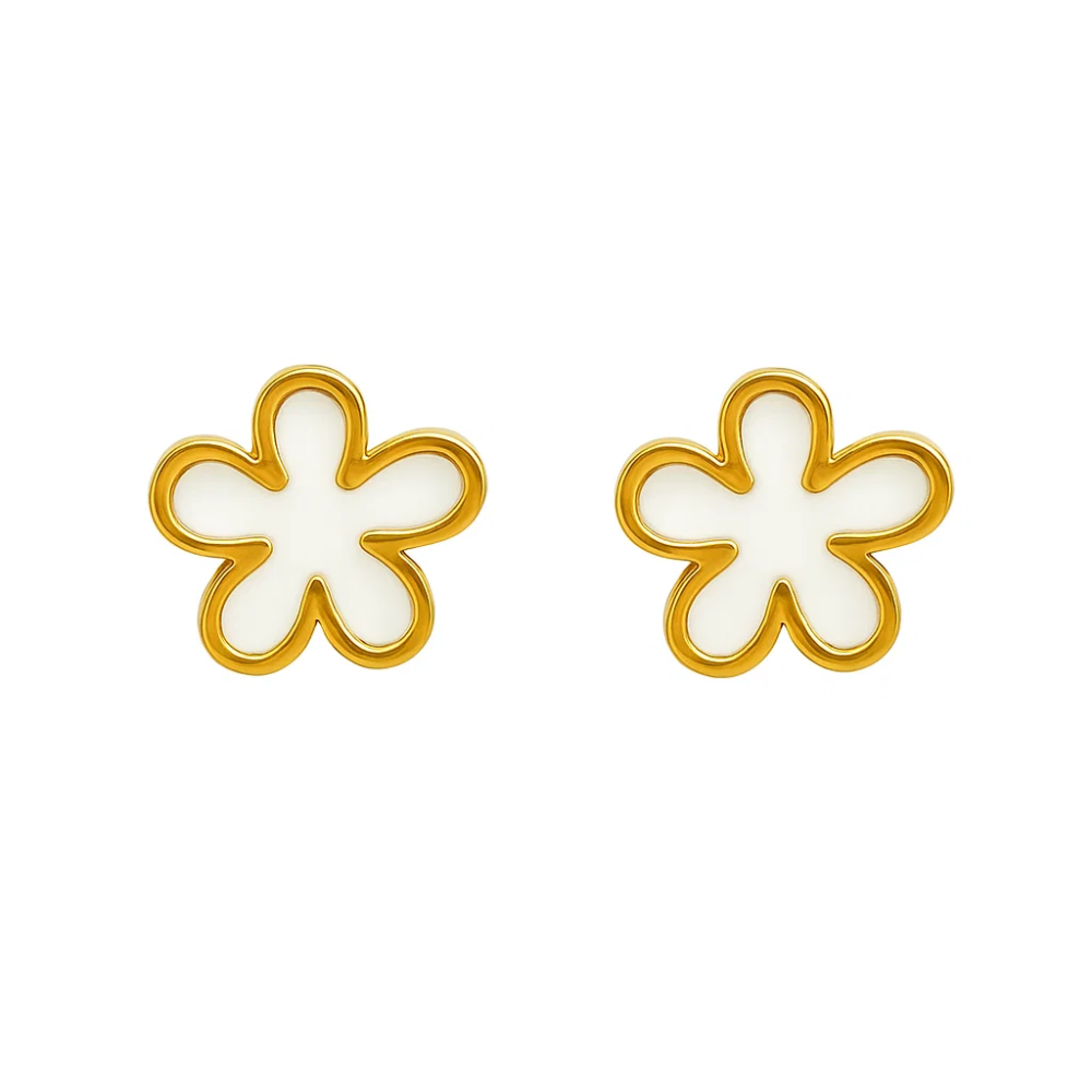 Gold-tone pair of four-petal flower stud earrings