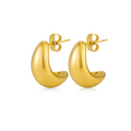 Gold dome huggie teardrop hoop earrings, front view