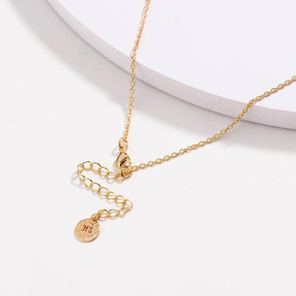 Gold drop necklace chain and clasp with five clear cubic zirconia dangle stones